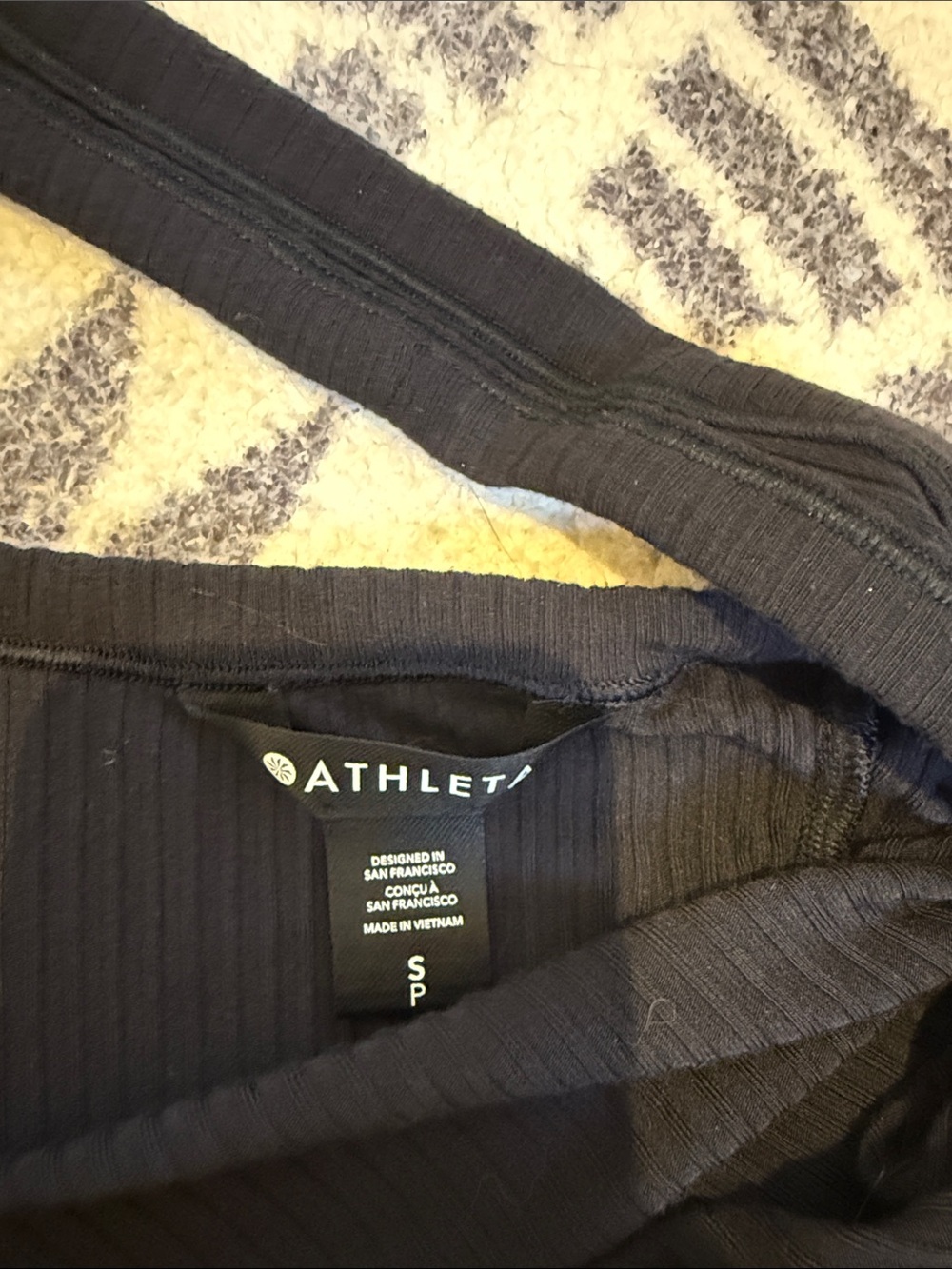 Athleta Black Ribbed V-Neck Racerback Tank - Picture 2 of 2